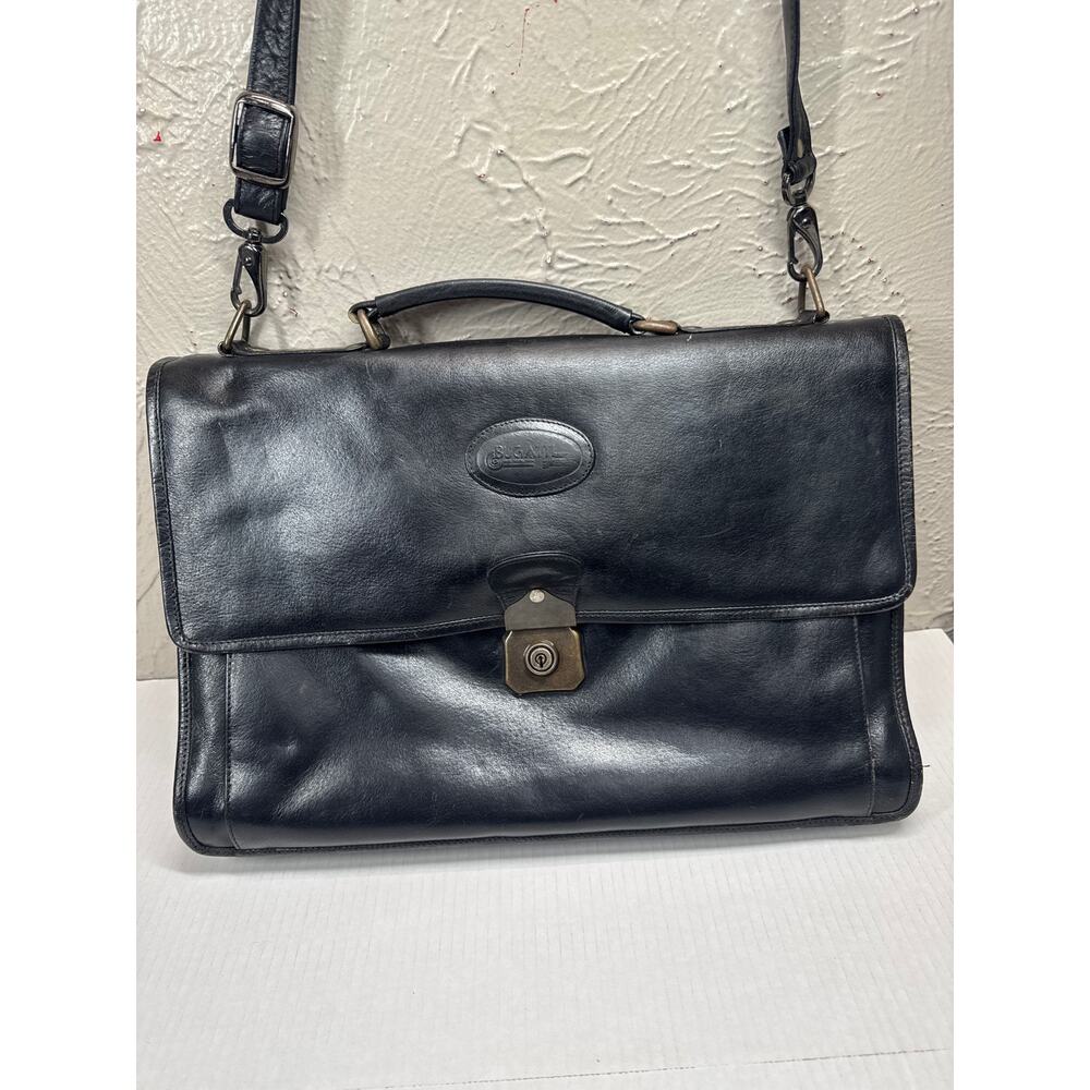 Vintage Bugatti Expandable Black‎ Briefcase Laptop Bag Leather